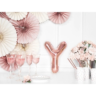 Party Deco FB2M Y 019R Fóliový balón ružovo zlatý písmeno 35 cm Y