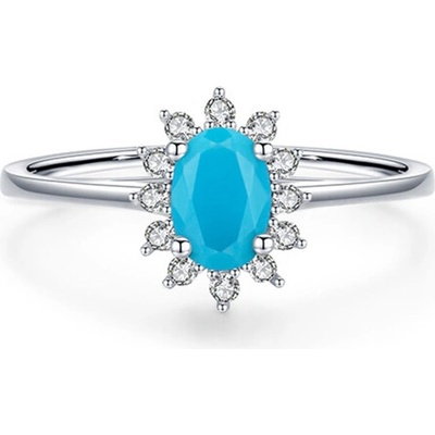 Meucci Stříbrný prsten s modrým oválným zirkonem SYR088