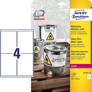 AVERY здрави Polyester етикети 99, 1 x 139 мм, 80 бр (L4774-20)
