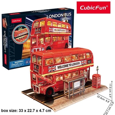 CubicFun Пъзел 3D London Bus Night Edition 161ч. с LED светлини (1010172F)