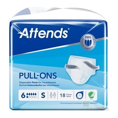Attends Healthcare Group ATTENDS Pull-Ons 6 S elastické inkontinenčné nohavičky, savosť 1499 ml, obvod bokov 60-90 cm, 1x18 ks