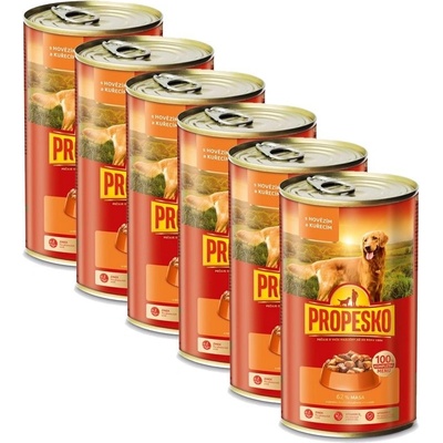 Propesko hovězí a kuřecí v omáčce 6 x 1240 g