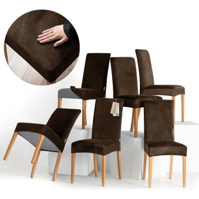 RESTILO potah na židle 6 SENTO barva hnědá hladký klasický styl
