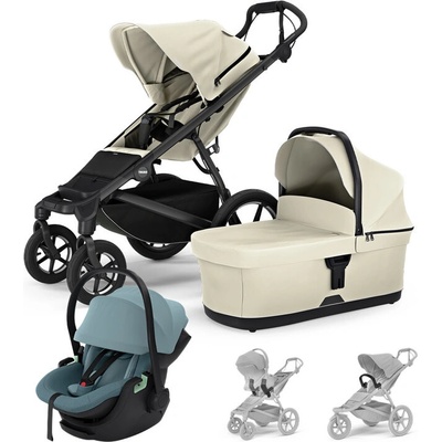 THULE 3v1 Urban Glide 4 Beige s autosedačkou Maple Mid Blue s madlem a adaptéry 2025