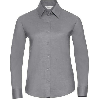 Russell Women's Long Sleeve Shirt, Easy Care, Oxford R932F šedá