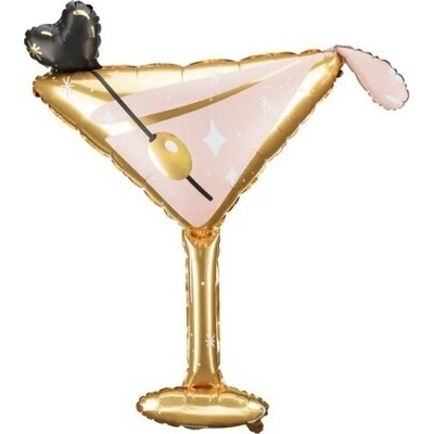 Party Deco Balón foliový koktejl sklenička rosegold 80 cm