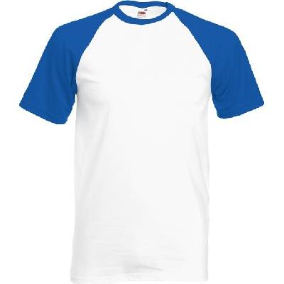 Fruit of the Loom tričko Baseball s krátkým rukávem modrá královská F295 bílá