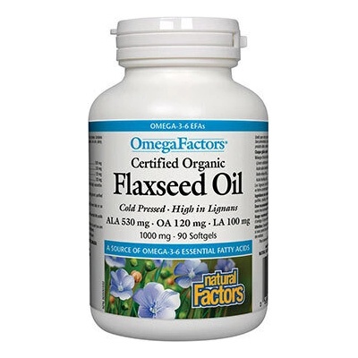 Natural Factors Ленено масло 1000 mg 90 софтгел капсули | Natural Factors (2210 NF)