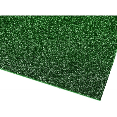 Prima-obchod Samolepicí pěnová guma Moosgummi s glitry 20x30 cm, barva 6 zelená vánoční
