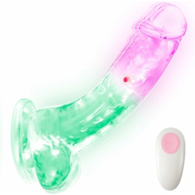 SuperLove LED Vibrating Dildo with Balls & Remote Large