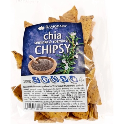 Damodara Chipsy hrachové s chia a rozmarínom 100 g