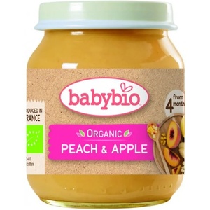 Babybio Био плодово пюре Babybio - Праскови и ябълки, 130 g (3288131502724) - baby