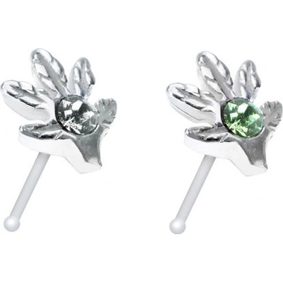 Šperky Eshop stříbrný piercing do nosu s listem marihuany a zirkonem AA42.05 čirá C