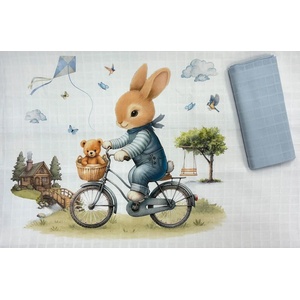 Bambino Casa Муселинови пелени Bambino Casa - Blu Rabbit Bicycle, 2 броя, 80 х 80 cm (3930) - ozone