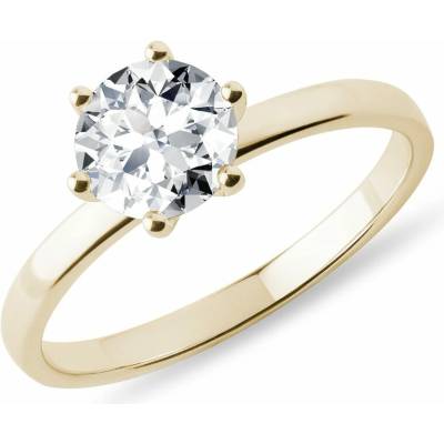 KLENOTA Zásnubný prsteň zo žltého zlata s 1ct diamantom k0701023