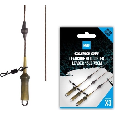 Nash Montáž Cling On Unleaded Helicopter Leader 75 cm 45 lb 3 ks