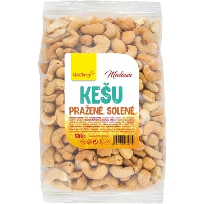 Wolfberry Kešu ořechy celé medium pražené solené 500 g