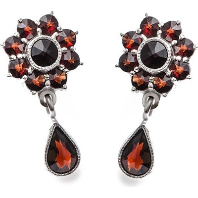 Zlatnictví zlatíčko visací náušnice s českým granátem 970.00008