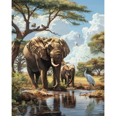 ZUTY Obrazy na stenu - AFRICKÉ SAFARI SLONY Rámovanie: bez rámu a bez vypnutia plátna, Rozmer: 40x50 cm