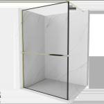 Mexen Kioto+ душ стена с рафт Walk-in 120 x 200 см, черна рамка, златна - 800-120-121-50-70 (800-120-121-50-70)