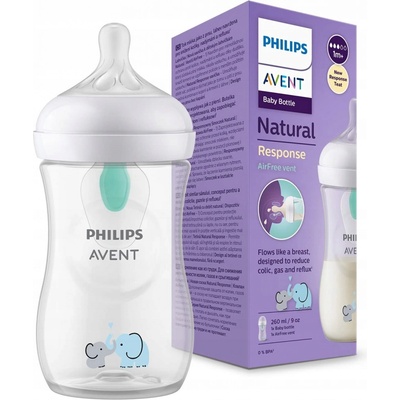 Avent Philips láhev Natural Response s ventilem AirFree medvěd 260 ml bílá – Zboží Mobilmania