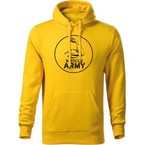 DRAGOWA мъжки суитшърт с качулка Muscle Army Biceps, жълт, 320г/м2 (5801)