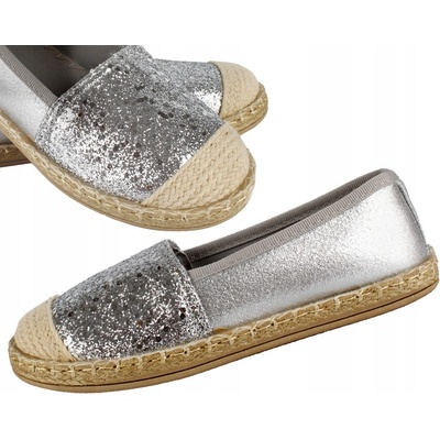 Tenisky espadrilky tenisky nazouvací stříbrné