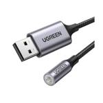 UGREEN Кабел usb 2.0 usb-a към аудио 3, 5 мм жак m/f, 0, 25 м, черен 30757 (30757)