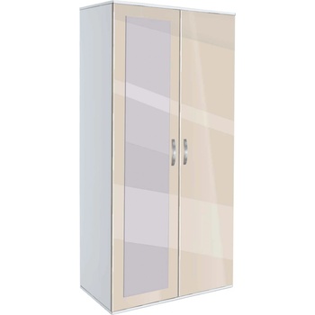 Bogdan Furniture G Двукрилен гардероб с огледало Мебели Богдан Модел bm-ava21, крем гланц с бяло