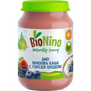 BioNino Био пюре BioNino - Оризова каша с горски плодове, 4 м+, 190 g (BN2430) - baby