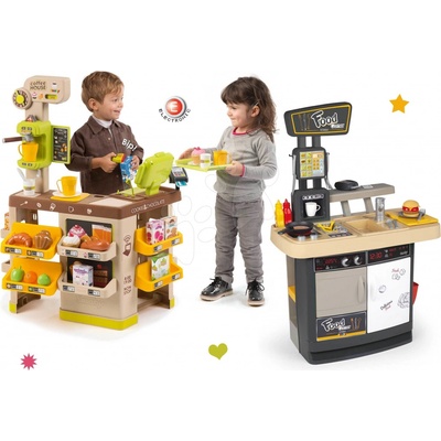 Smoby Food Corner set reštaurácia s kuchynkou obojstranná s kaviarňou s Espresso kávovarom