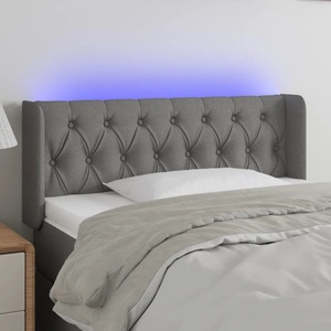 vidaXL LED горна табла за легло, тъмносива, 93x16x78/88 см, плат (3123555)