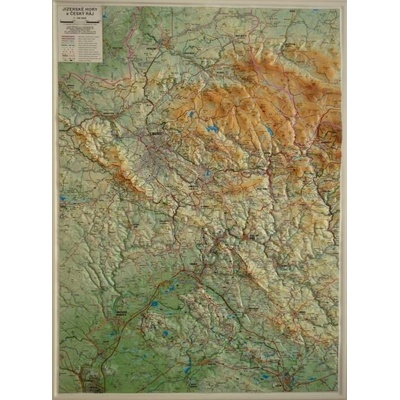 Jizerské hory a Český ráj - plastická mapa 75 x 100 cm v dřevěném rámu