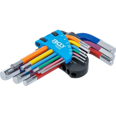 BGS Technic Sada zahnutých kľúčov viacfarebné krátke vnútorný šesťhran 1,5 - 10 mm 9-dielna BGS 74454