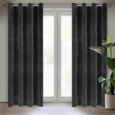 EUROFIRANY ZATEMŇOVACÍ ZÁVĚS NA KROUŽCÍCH RIA 140X250 CM ČERNÁ