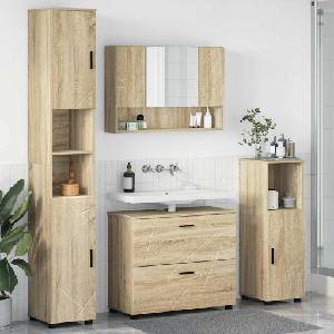 vidaXL Комплект мебели за баня 4 бр. Сонома дъб 35 x 30 x 192 см (3393045)