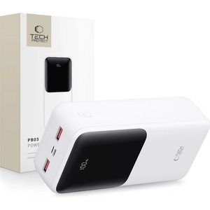 Tech-Protect Преносима Батерия Pawer Bank 30000Mah 22.5W от Tech-Protect PB03 - White (5906302380534)
