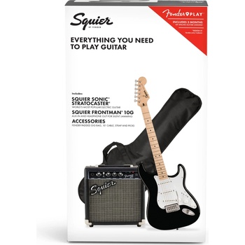 Fender Електрическа китара комплект Squier Sonic Stratocaster + Frontman 10G + усилвател, калъф, колан и перца