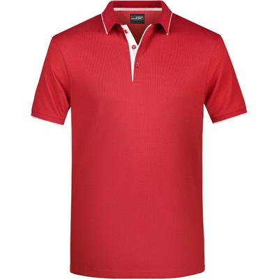 James & Nicholson polokošile JN 728 kontrastní légou krátký rukáv pánská COT-02072890301 bílá červená