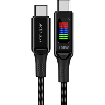 ACEFAST Здрав кабел с дисплей и бързо зареждане за устройства с USB-C порт (120 см) - Acefast C7-03 Display USB-C to USB-C Cable 100W (черен)