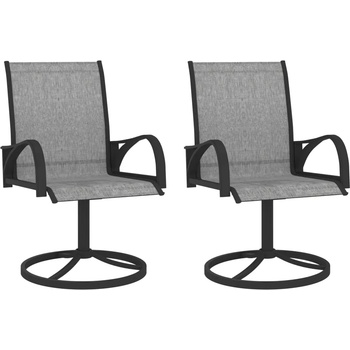 Image 1 of vidaXL Градински въртящи се столове, 2 бр, textilene и стомана, сиви (312167)