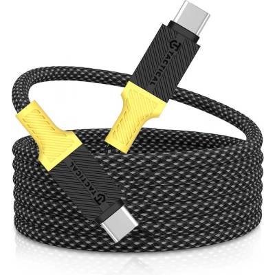 Tactical MagRope Magnetic USB-C to USB-C Cable 60W - здрав кабел с вграден магнитен органайзер и въжена оплетка за устройства с USB-C порт (100 см) (черен)