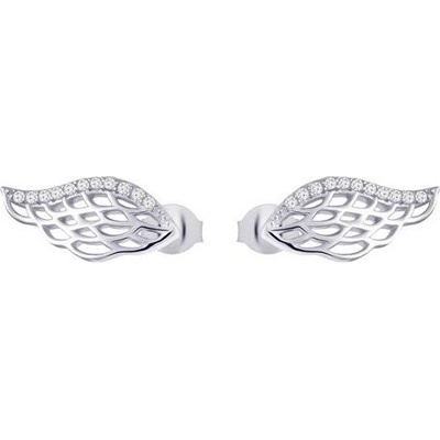 Preciosa Strieborné náušnice so zirkónmi Angel Wings 5218 00