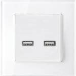 ELMARK ДВОЕН usb КОНТАКТ СТЪКЛЕНА РАМКА БЯЛ (195028/wh)