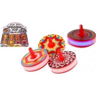 Wiky Káča točící svítící plast 6cm na baterie mix barev 12ks v boxu