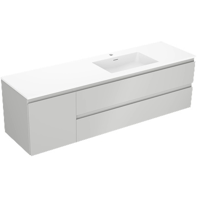 Mexen Orio шкаф за баня 160 см с мивка Otis дясна, 2S, 1D, сив мат/бял мат (91A13-16047-3-BBFFF62-W18P01)