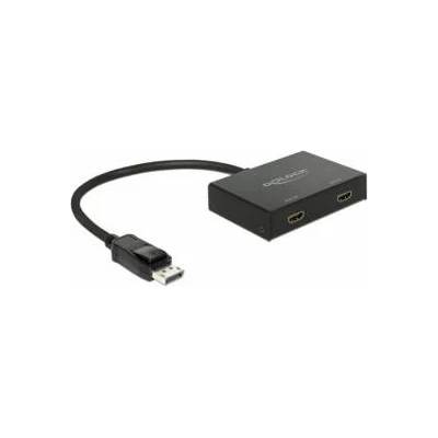 Delock Сплитер DeLock, DisplayPort 1.2 мъжко - 2 x HDMI женско, Черен, DELOCK-87666