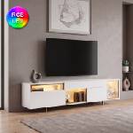 TopMebel Norm TopMebel меламинов ТВ шкаф с RGB LED в бял - златен цвят 180x32x55cm