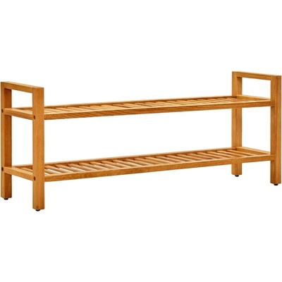 vidaXL Поставка за обувки с 2 рафта, 100x27x40 см, дъбов масив (331748)