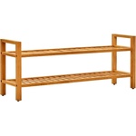 vidaXL Поставка за обувки с 2 рафта, 100x27x40 см, дъбов масив (331748)